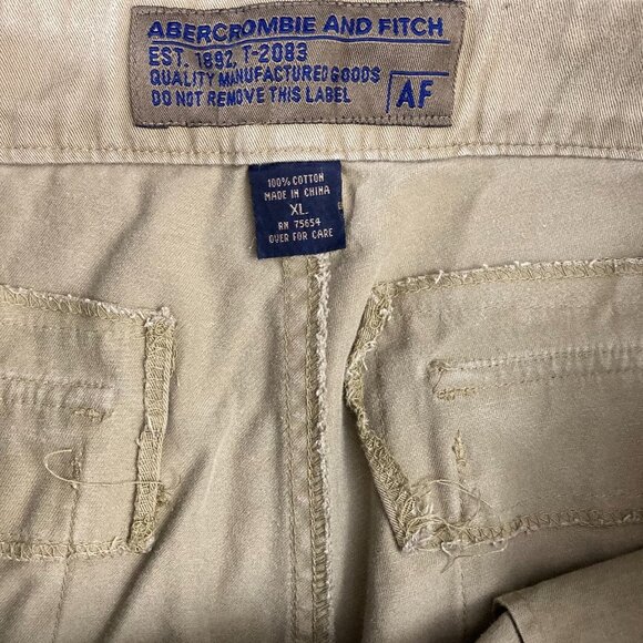 Vintage Y2K Abercrombie & Fitch Zip Off Cargo Pants Mens XL Tan Belted T2083 - Picture 6 of 16